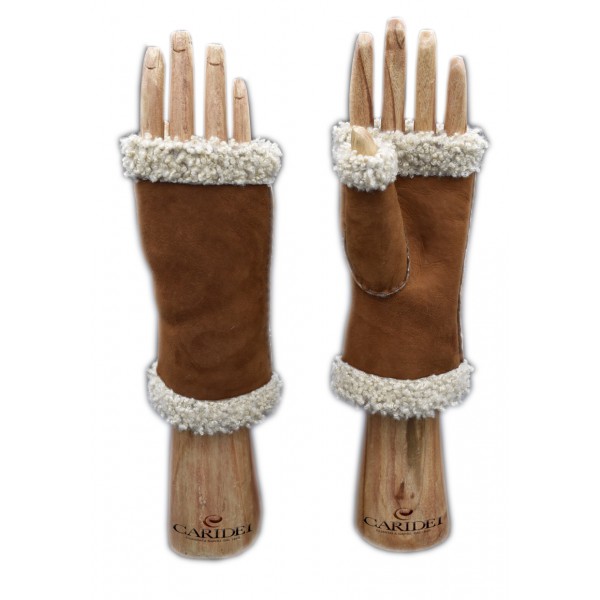 Guanto Donna in vera pelle Merinos senza dita, cucito a mano.